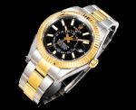 AR Factory Rolex Sky-dweller 42*14.5mm 316L Steel Two-tone Gold Oyster Bracelet 9002 Movement Black Watch